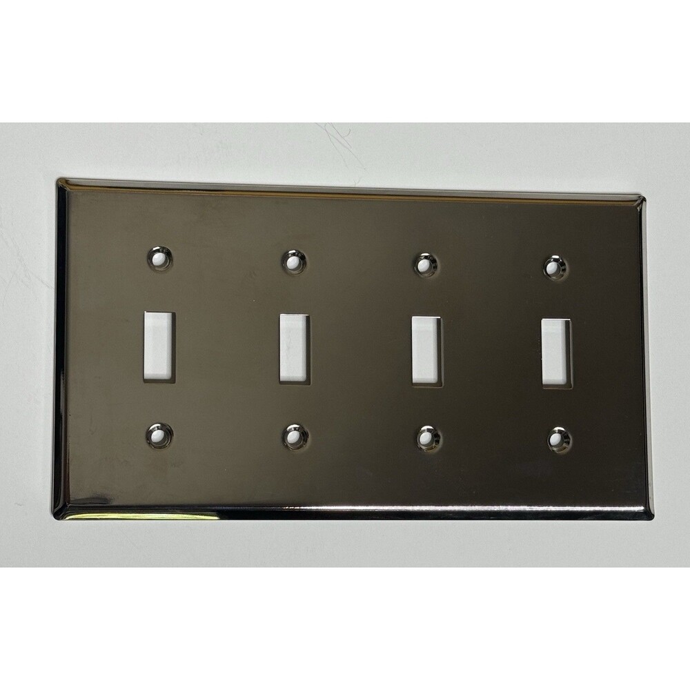 Restoration Hardware Metal 4-Gang Switch Plate Toggle Cover Polished Nickel $29